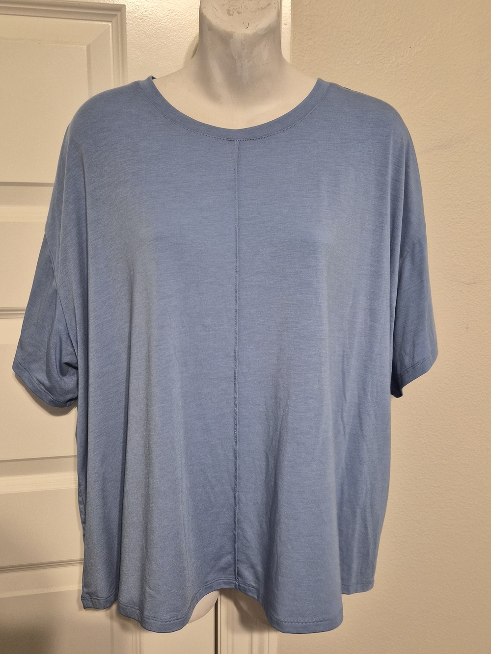 Peloton Slate Blue Oversized Short Sleeve T-Shirt 2X Front Seam Activewear Tee